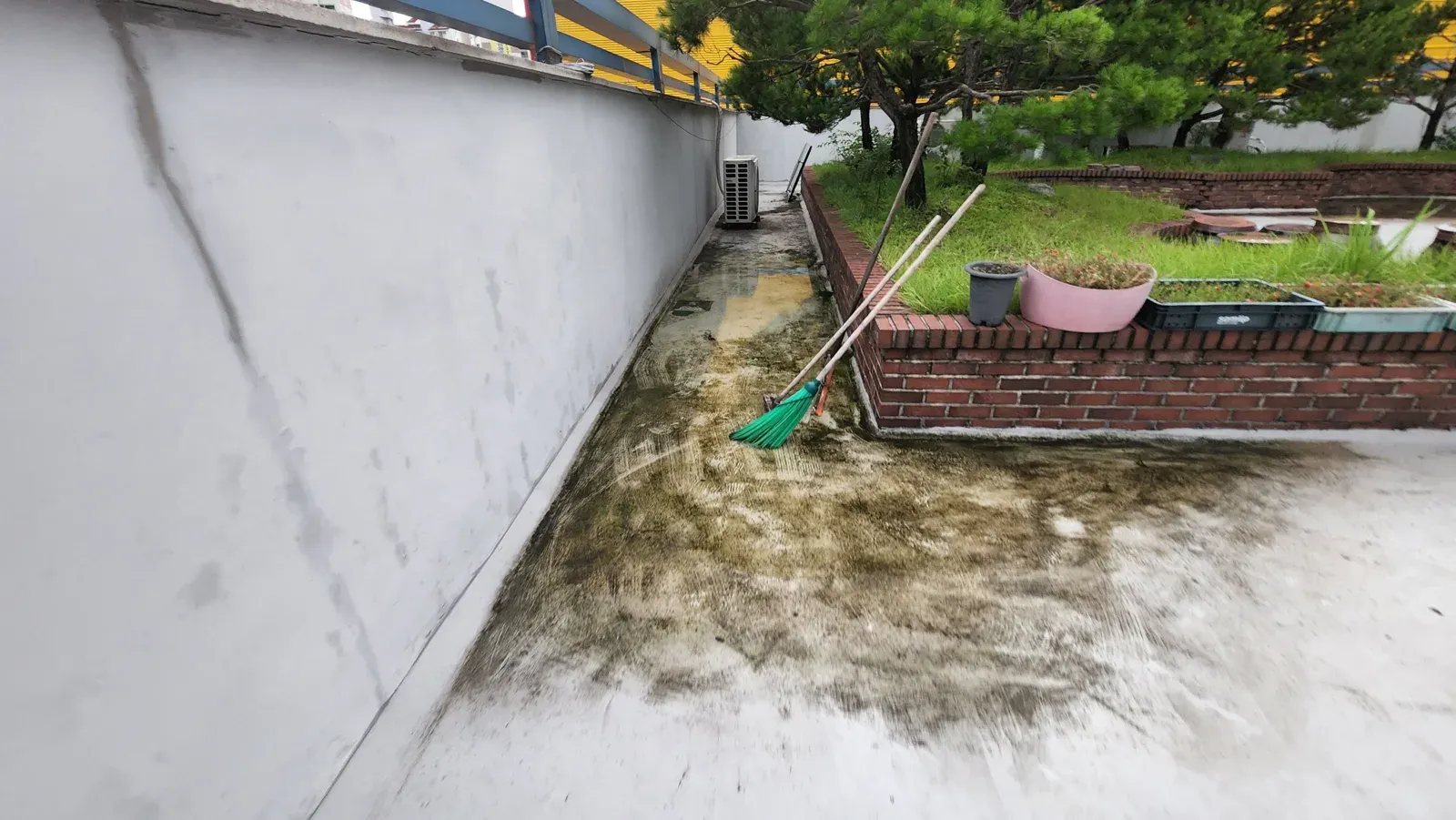 옥상 바닥 물고임 흔적
