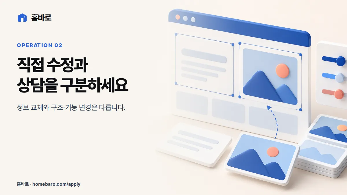 관리자 화면에서 글자와 사진을 직접 수정하는 과정