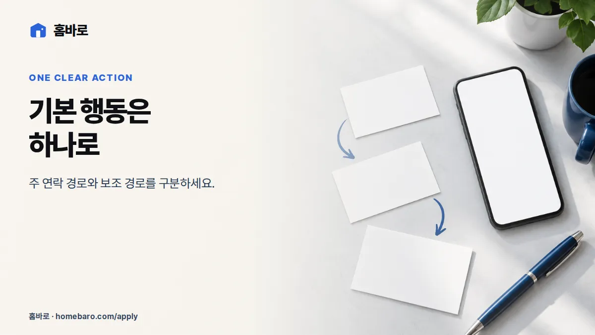 하나의 기본 행동으로 연결되는 홈페이지 문의 동선