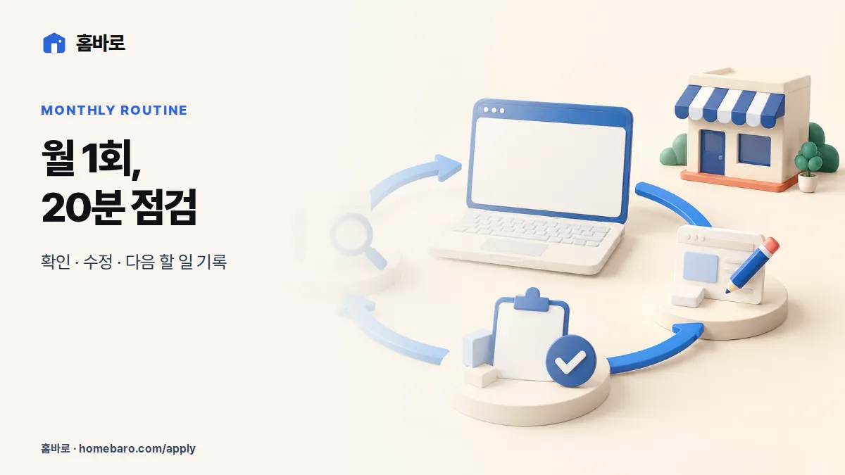 월 1회 홈페이지 정보를 확인하고 수정하는 운영 루틴