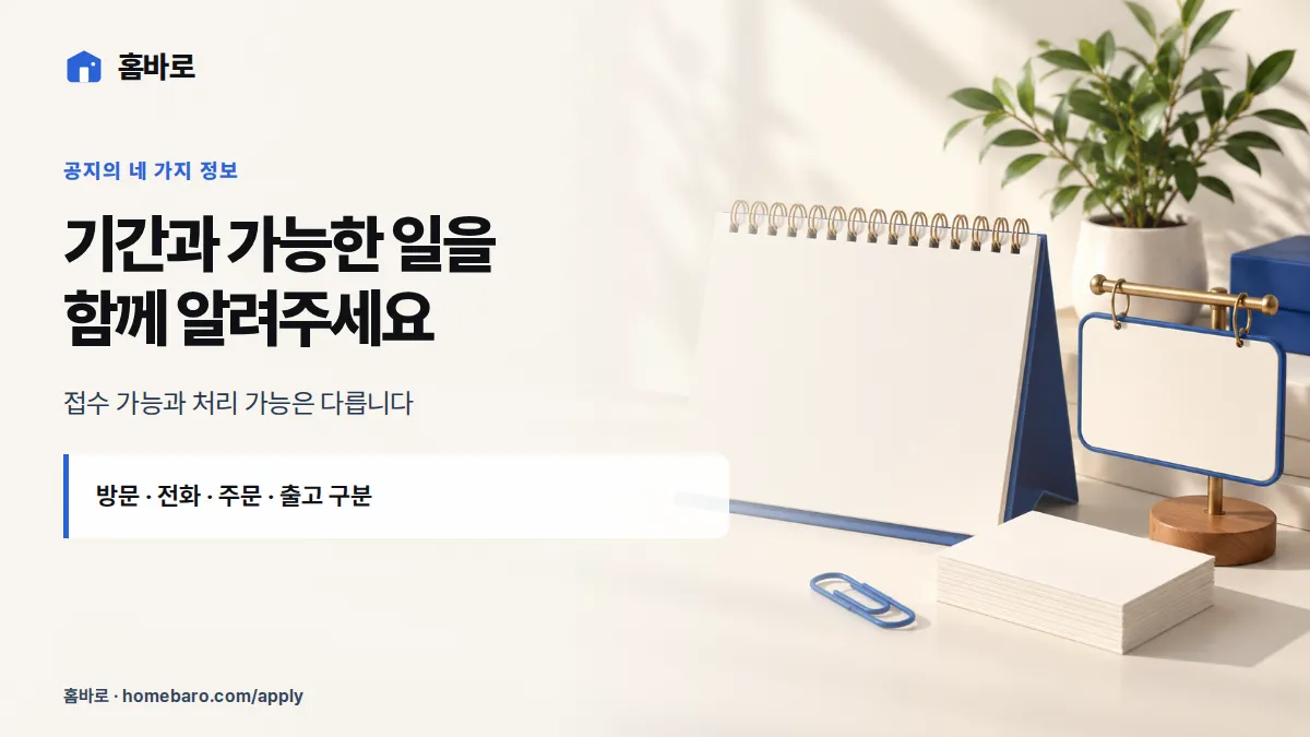 기간과 가능한 일을 함께 알려주세요 — 접수 가능과 처리 가능은 다릅니다